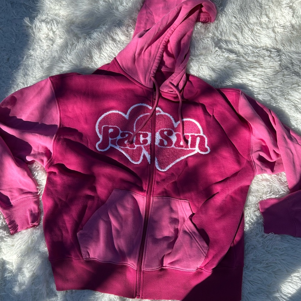 PacSun Pink Zip-Up Hoodie with Graphic Design
